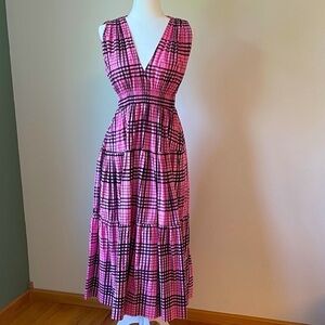S//W/F Chic Pink Plaid Maxi Dress
